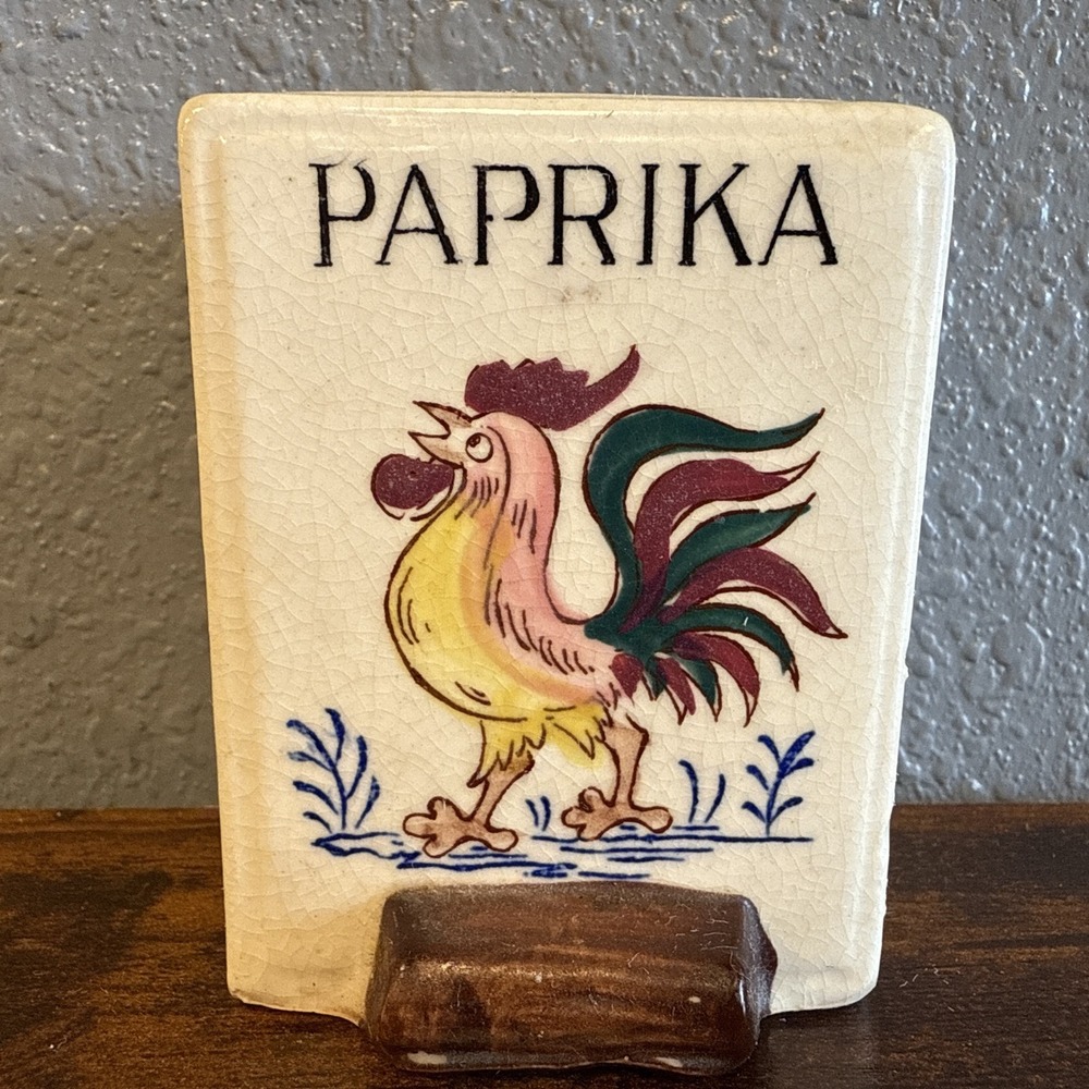 Vintage Fred Roberts Rooster Ceramic paprika‎ Apothecary Replacement Jar Japan